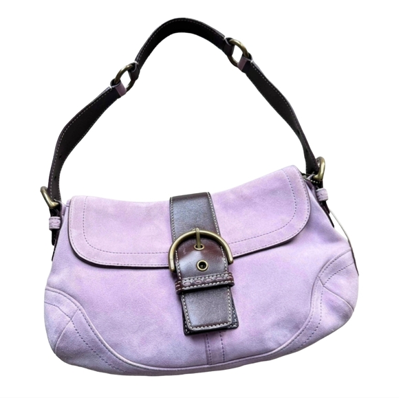 Coach Handbags - Vintage Y2K Coach Soho 9688 Demi Flap Lilac Suede Hobo Bag